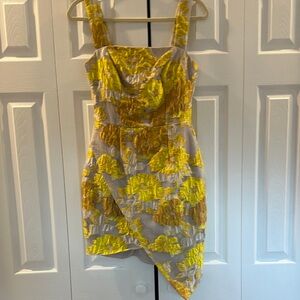 Elliatt Yellow Floral Jacquard Mini Dress